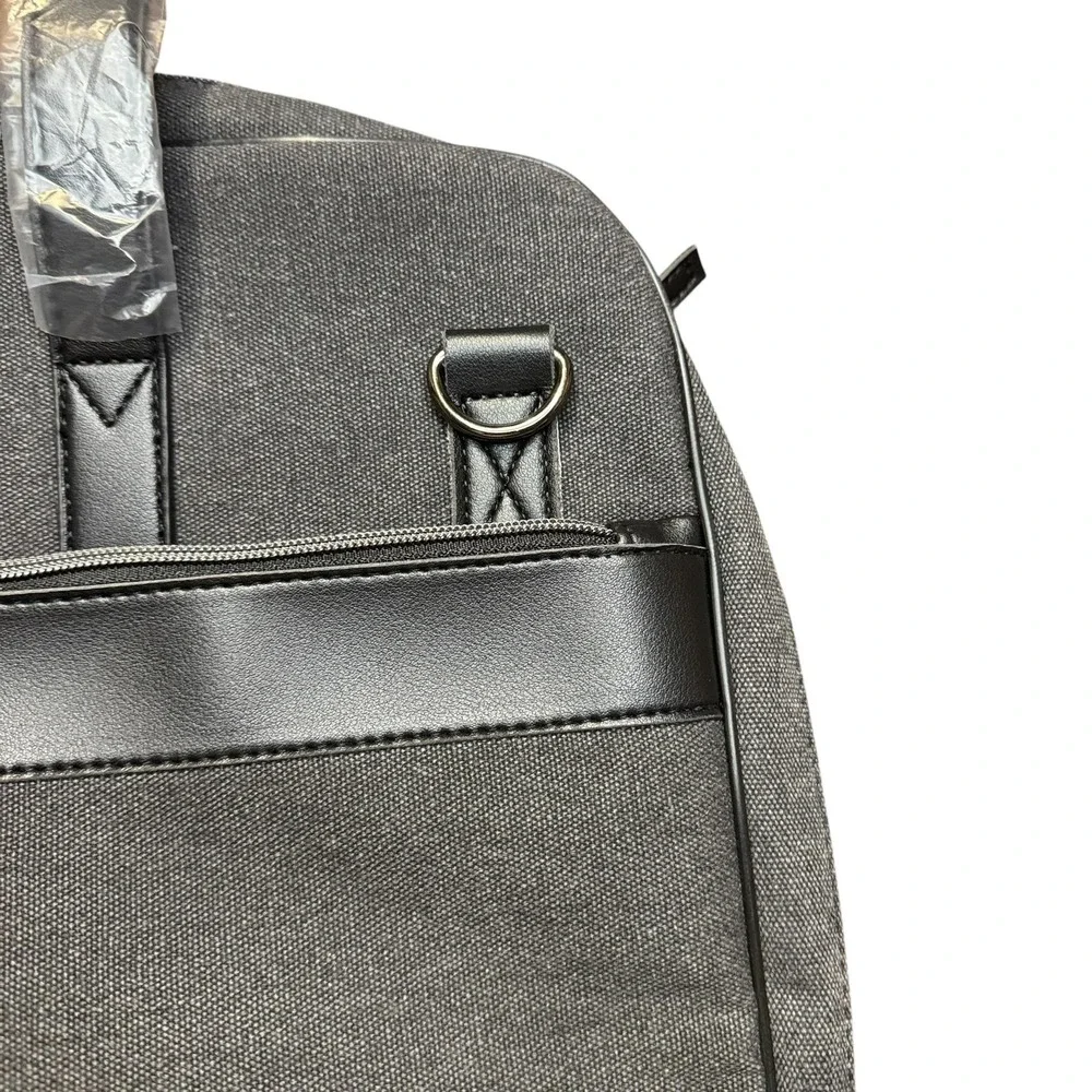 John Varvatos Gray 17in Laptop Bag Soft Case Mens Adjustable Shoulder Strap